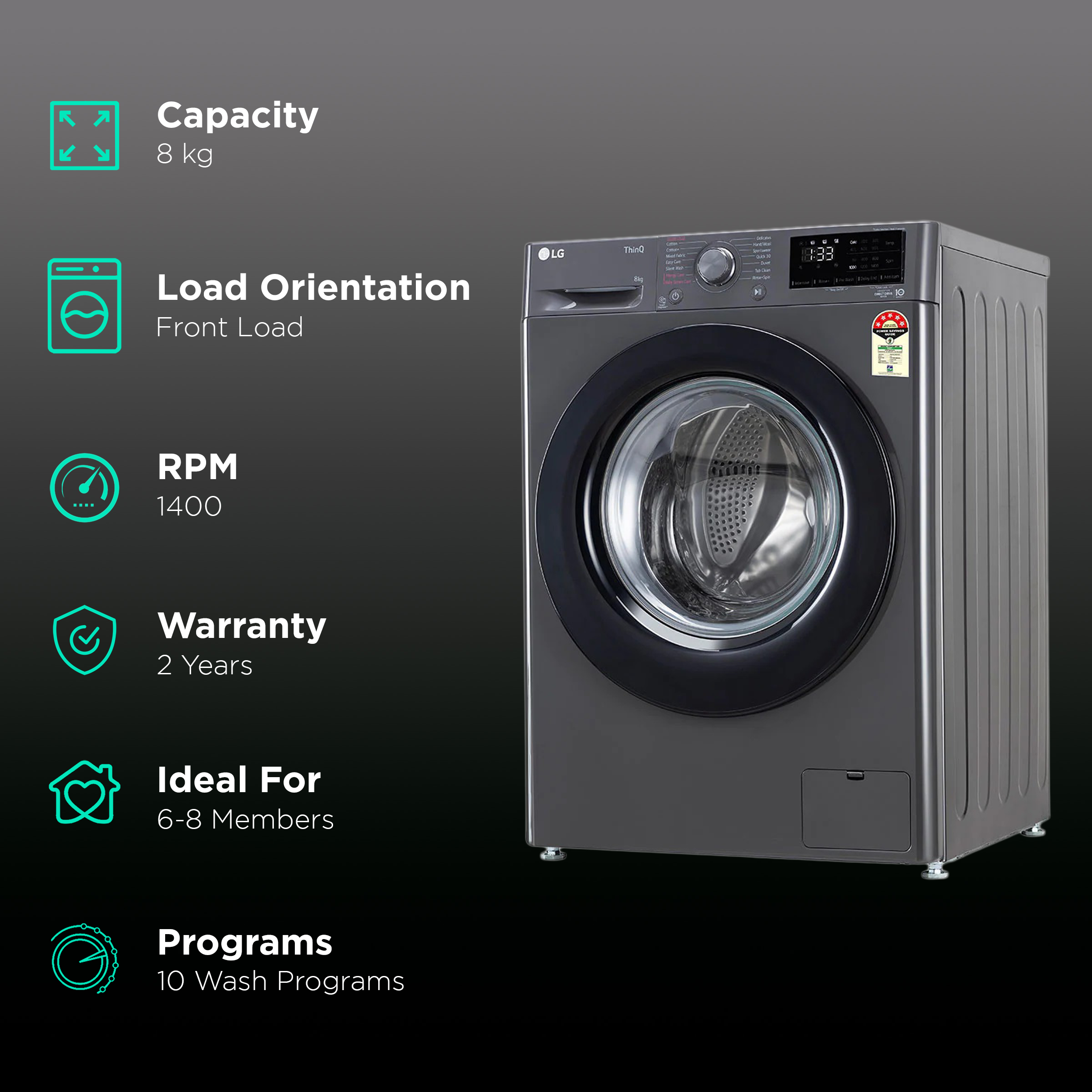 Buy LG 8 kg 5 Star Fully Automatic Front Load Washing Machine